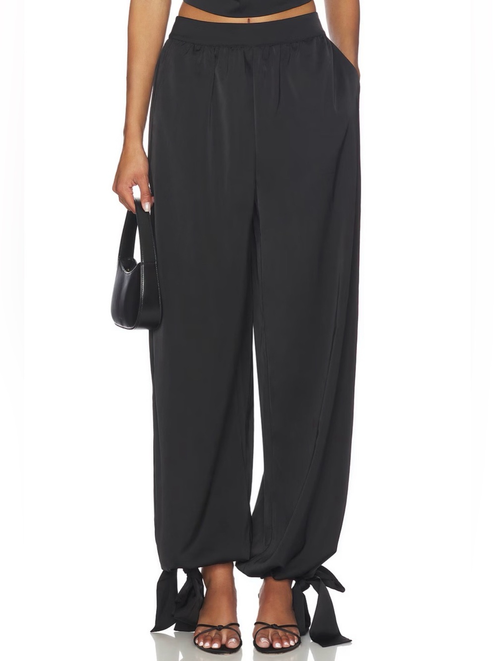 NWT All the ways revolve calianna high waisted balloon Tie Hem Pants Black small